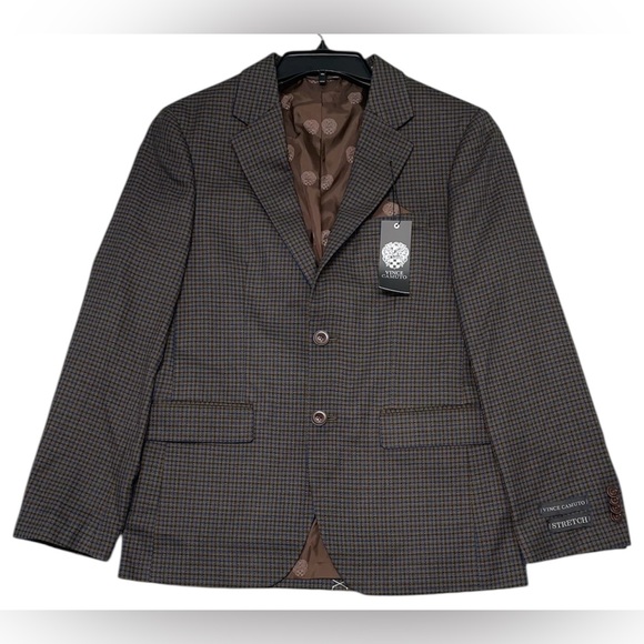 Vince Camuto Mens 36S Short Blazer Suit Jacket Brown Blue Two